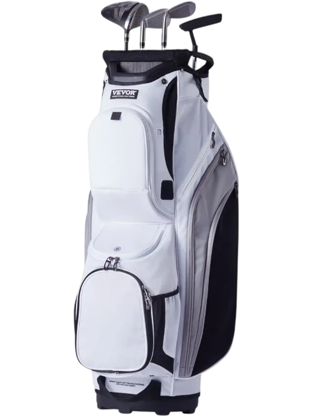 VEVOR Golf Cart Bag with 14 Way Organizer Divider Top, 36” 13 Pockets Premium Nylon Cart Bag, Durable Golf Bags with Handles & Dust Cover & Detachable Straps for Men & Women, White Color-Block