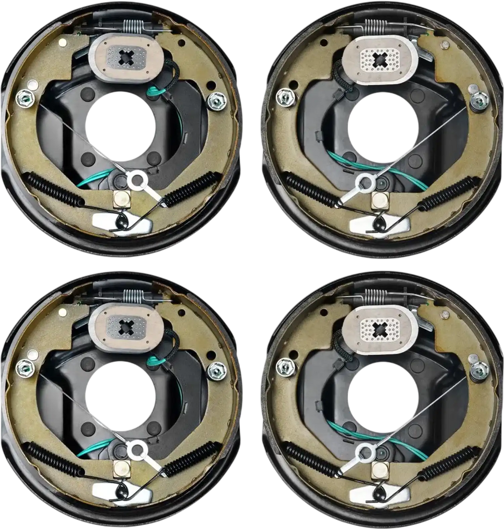 VEVOR Electric Trailer Brake Assembly, 10" x 2-1/4", 2 Pairs Self-Adjusting Electric Brakes Kit for 3500 lbs Axle, 4-Hole Mounting, Backing Plates for Brake System Part Replacement (2 Right + 2 Left)