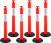 VEVOR 6 Pack Traffic Delineator Posts, 48 inches Traffic Safety Cones with Fillable Base and Reflective Strips, Heavy Duty Delineator Posts for Construction Site, Parking Lot, Crowd Control, Red