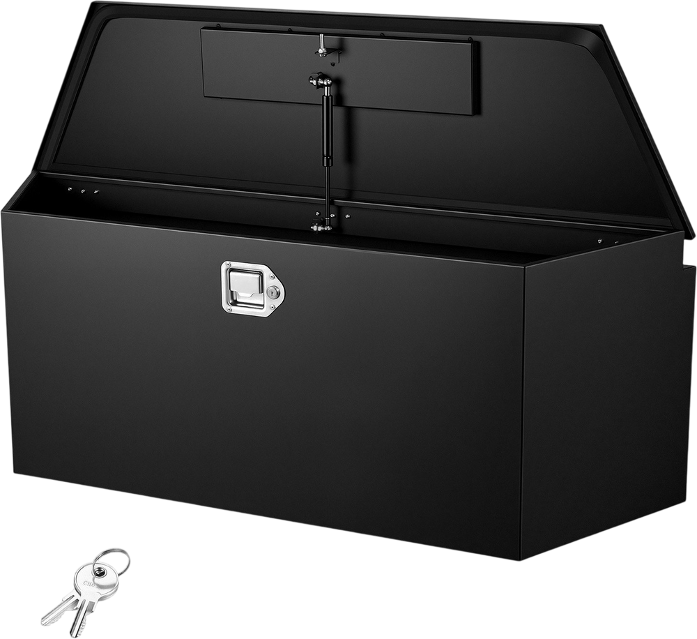 VEVOR Trailer Tongue Box, 49" x 13.9" x 18.5" Steel Trailer Tongue Tool Box, Heavy Duty Storage Organizer with Lock and Keys, Utility Tool Chest for Pickup Truck Bed, RV, SUV, Off-Road Vehicle, Black