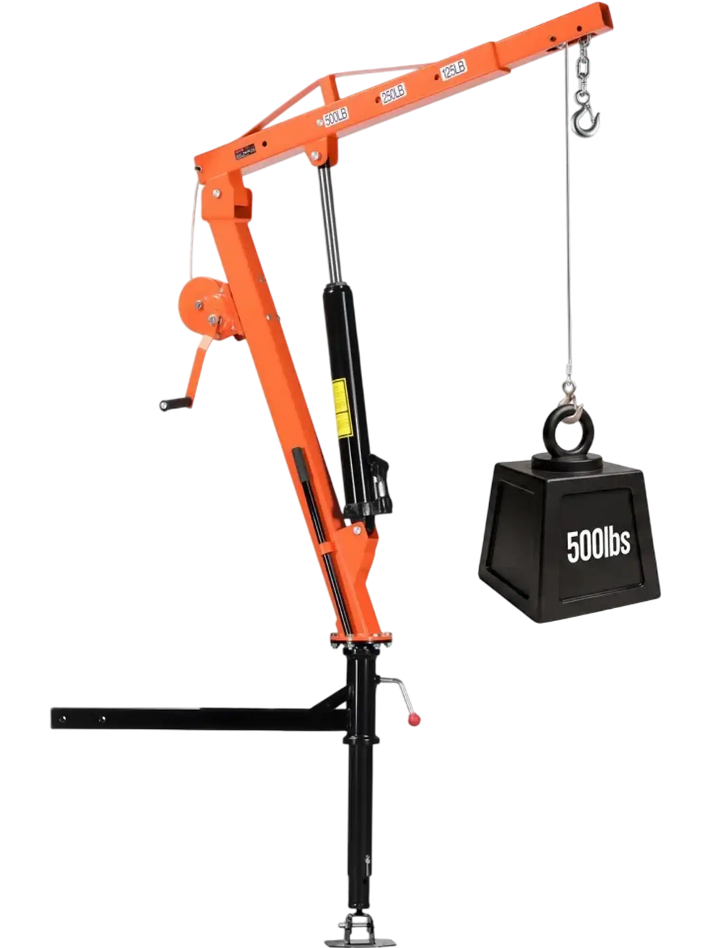 VEVOR Truck Crane, 500 lbs Pickup Hitch Crane Trailer Hitch Mounted with Manual Winch & Hydraulic Jack, 360° Rotating Telescopic Boom, Foldable Truck Bed Jib Hoist for Machine Lumber Equipment Lifting
