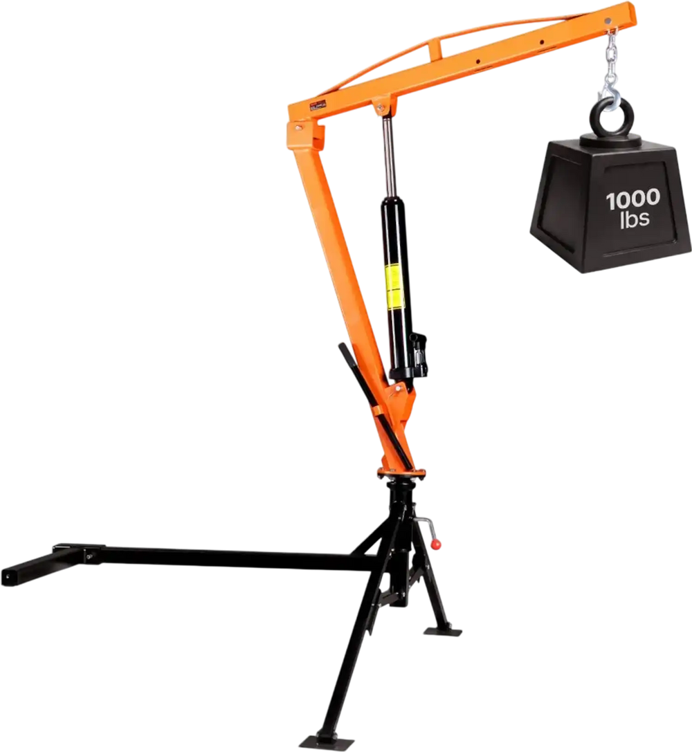 VEVOR Truck Crane, 1000 lbs Pickup Hitch Crane Trailer Hitch Mounted, Manual Hydraulic with 8T Hydraulic Jack, 360° Rotating Telescopic Boom,Foldable Truck Bed Jib for Machine Lumber Equipment Lifting