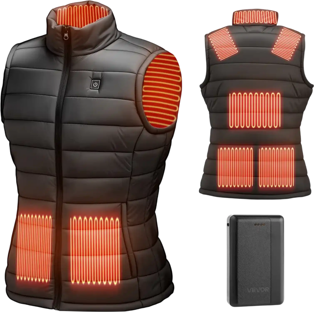 VEVOR Heated Vest, Women Electric Heating Vest with 16000 mAh Battery Pack, 8 Heating Zones Lightweight Rechargeable Winter-Vest with 3 Levels, for Outdoor Hiking Camping Fishing Skiing, Size S