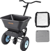 VEVOR Broadcast Spreader, 100LBS4Capacity, Walk-Behind Push Spreader, 0-9.8ft Spreading Width, 13 in All Terrain Pneumatic Tires, Lawn Spreaders with Hopper Grate, for Seed, Fertilizer, Salt, Ice Melt