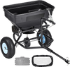 VEVOR Tow Behind Broadcast Spreader, 130LBS Capacity, Tow/Push Garden Spreader with 13 in Tires, 30 Adjustable Setting & 9.8 ft Spreading Width, Lawn Spreaders for Seed, Fertilizer, Salt, Ice Melt