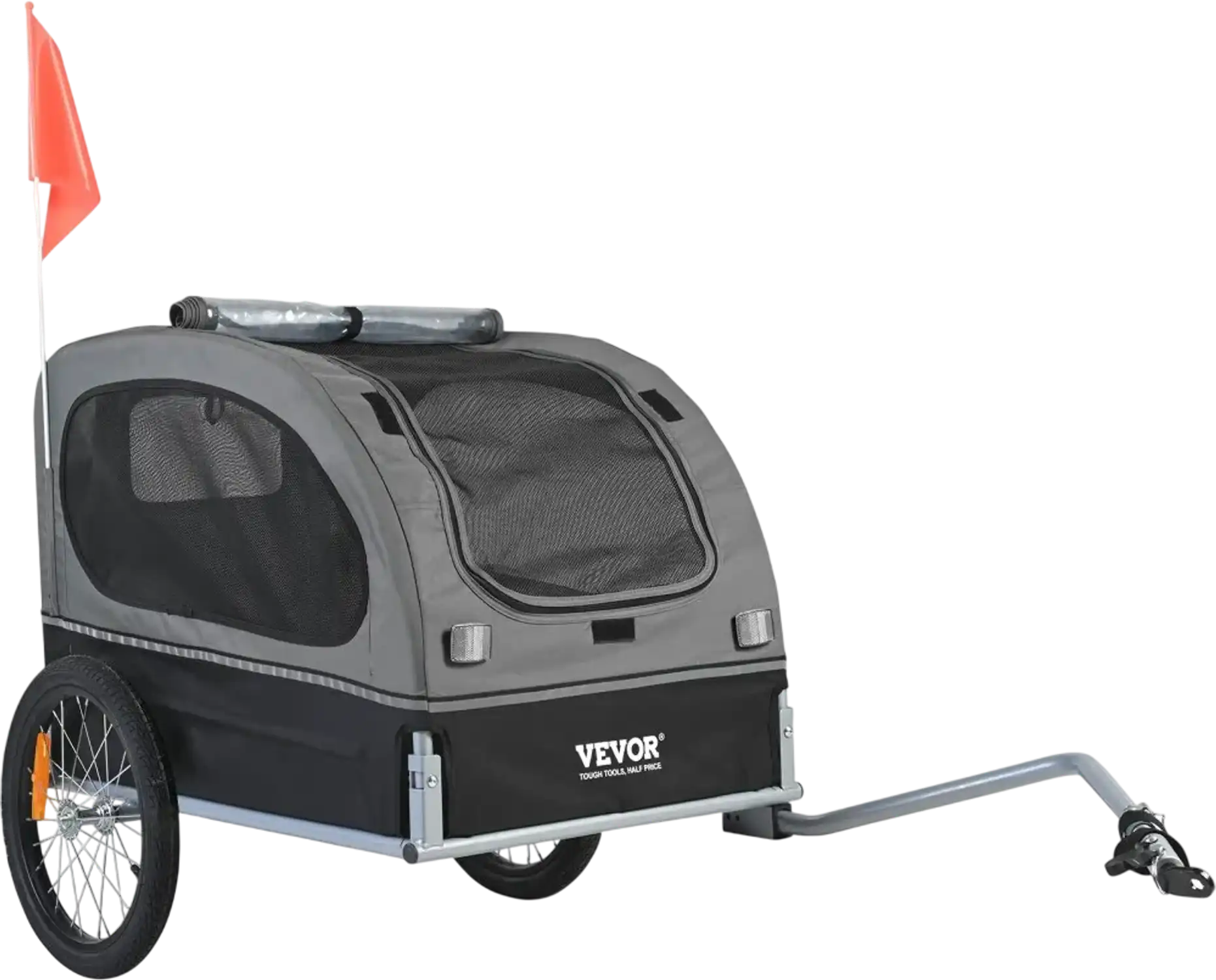 Vevor Dog Bike Trailer Pet Cart Bicycle Carrier 88 lbs Black Gray New