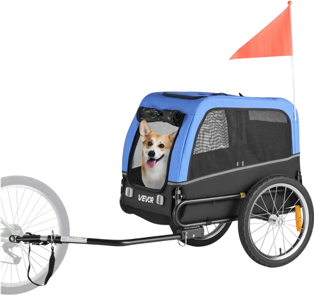 VEVOR Dog Bike Trailer, Supports up to 66 lbs, Pet Cart Bicycle Carrier for Small & Medium Dogs, Easy Folding Frame with Quick Release Wheel, Universal Bicycle Coupler, Reflector, Flag, Internal Leash