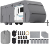 VEVOR Travel Trailer Cover, 22-24 ft RV Cover, 4-Layer Non-Woven Fabric Camper Cover, Waterproof, Windproof and Rip-Stop Class A RV Cover, with Storage Bag, Repair Patches, Straps and Tire Covers