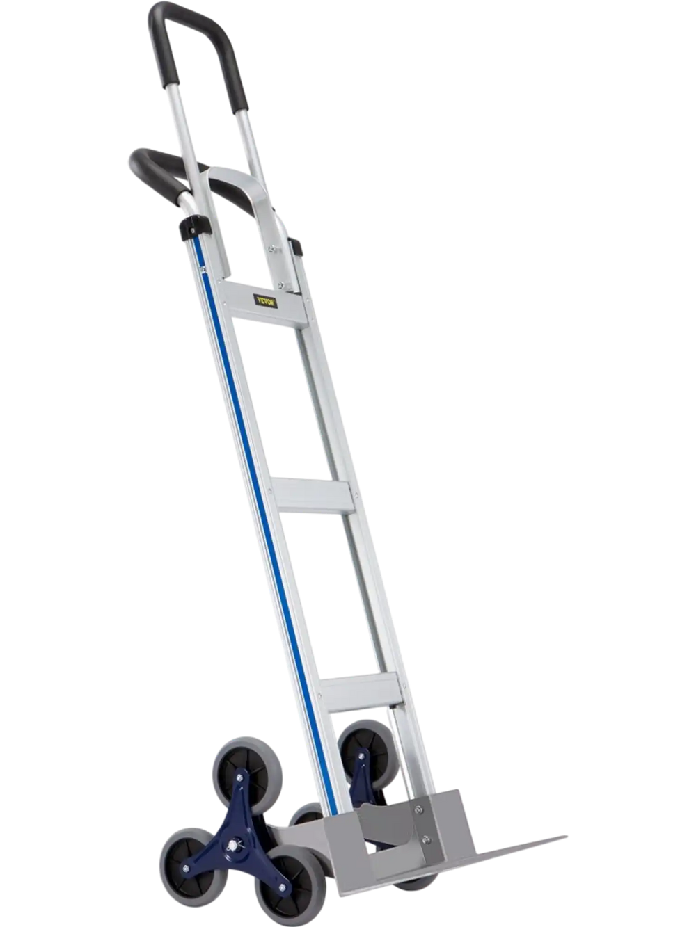 VEVOR Stair Climbing Cart, 550 lbs Load Capacity, Aluminum Hand Truck Dolly with Dual Handles, Integrated Frame & Nonslip Rubber Wheels, Multipurpose Stair Climber for Warehouse Shopping Airport