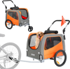 VEVOR Dog Bike Trailer, Supports up to 66 lbs, 2-in-1 Pet Stroller Cart Bicycle Carrier, Easy Folding Cart Frame with Quick Release Wheels, Universal Bicycle Coupler, Reflectors, Flag, Orange/Gray