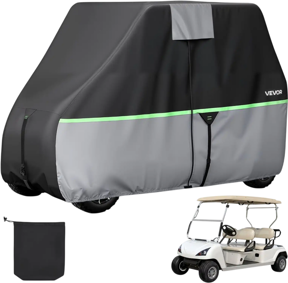 VEVOR Golf Cart Cover, Full Coverage 2+2/4 Passenger Golf Cart, 600D Waterproof Oxford Fabric Club Car Cover Fits Most Carts Club Car, Yamaha, EZGO, Honda, PU Coating & Three Zipper Doors