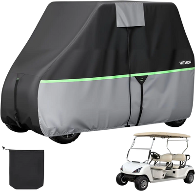 VEVOR Golf Cart Cover, Full Coverage 2+2/4 Passenger Golf Cart, 600D Waterproof Oxford Fabric Club Car Cover Fits Most Carts Club Car, Yamaha, EZGO, Honda, PU Coating & Three Zipper Doors