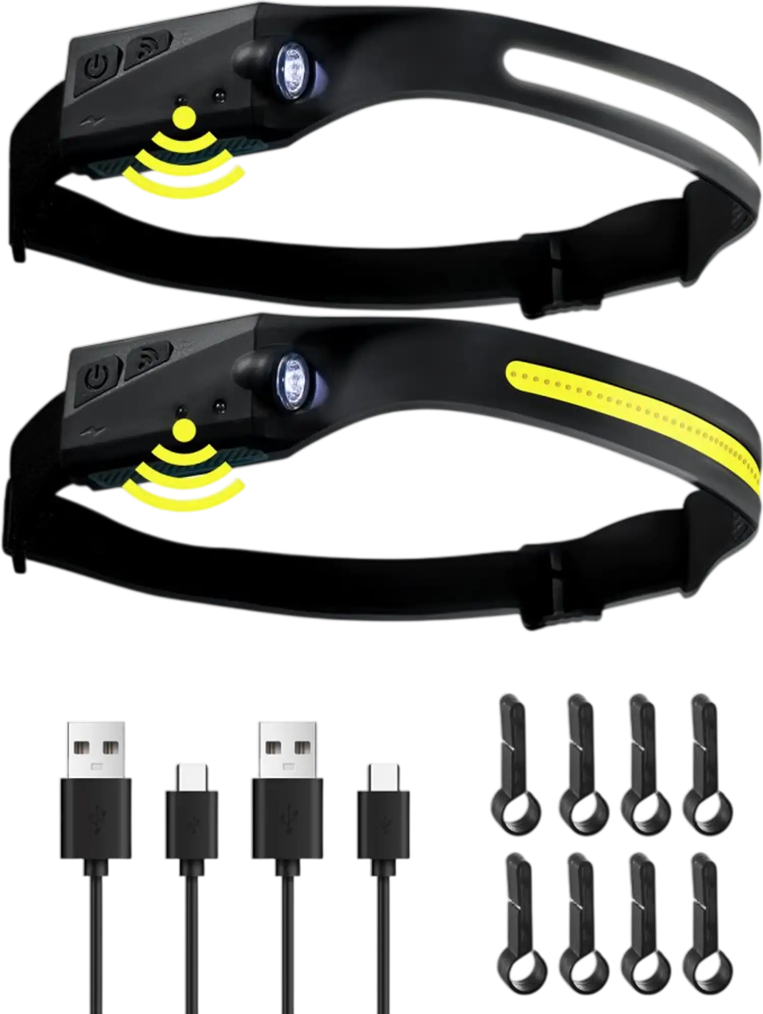 Vevor Headlamp Rechargeable 2-Piece 350-Lumen 230° Wide Beam LED New