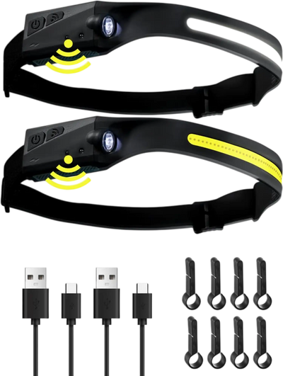 Vevor Headlamp Rechargeable 2-Piece 350-Lumen 230° Wide Beam LED New