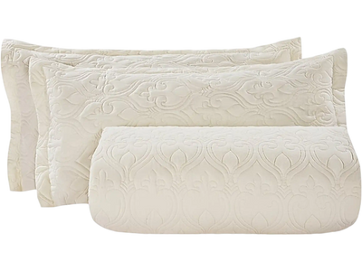 Vevor Quilt Set King Size Beige 3-Piece Bedding Set with 2 Pillow Shams New