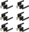 VEVOR Passage Door Handle, 6 Pack Matte Black Door Lever, Left or Right Handing Reversible Lever Non-Locking, 45° Rotation to Open, Universal Square Interior for Hallways, Closets, Meeting Spaces
