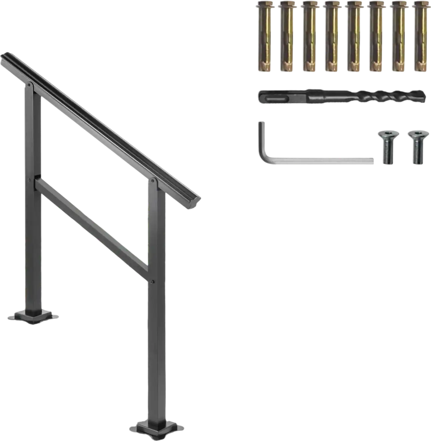 Vevor Stair Handrail Adjustable Aluminum Outdoor Railing for 2-3 Steps 36