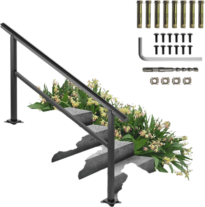 VEVOR Outdoor Handrail 165LBS Load Handrail Outdoor Stairs Aluminum Stair Handrail 60 x 35
