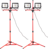 VEVOR LED Work Light with Stand, 2PCS 10000 Lumen Dual-head LED Work Light with 27.6\"-68.1\" Adjustable and Foldable Tripod Stand, IP65 Waterproofed LED Tripod Work Light, with 5000 K Color Temperatu