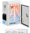 VEVOR Outdoor Electrical Box, Cold-Rolled Steel, Electrical Junction Box with Thermostat and Fan, Rain Hood, Ventilated Design, IP65 Waterproof Hinged Enclosure, Wall/Pole Mounted, 16 x 12 x 8 in