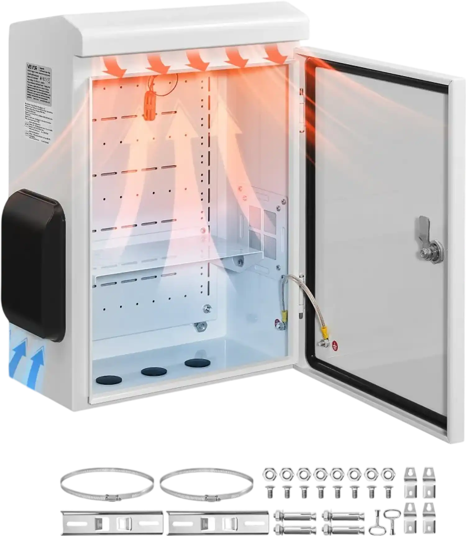 Vevor Electrical Enclosure Outdoor Electrical Box with Thermostat Fan IP65 20 x 16 x 8 in New