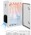 VEVOR Outdoor Electrical Box, Cold-Rolled Steel, Electrical Junction Box with Thermostat and Fan, Rain Hood, Ventilated Design, IP65 Waterproof Hinged Enclosure, Wall/Pole Mounted, 24 x 16 x 12 in