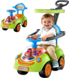 VEVOR Ride On Push Car for Toddler 19+ Months Sit-to-Stand Push Car Handle, for Boys Girls, Around Buggy with Guardrails, Detachable Canopy, Music & Light & Storage, Detachable Back,Indoor Outdoor