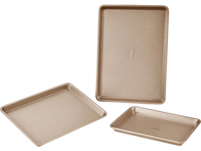 Vevor Bakeware Set 3-Piece Nonstick Carbon Steel Baking Pan Set with Silicone Handles New