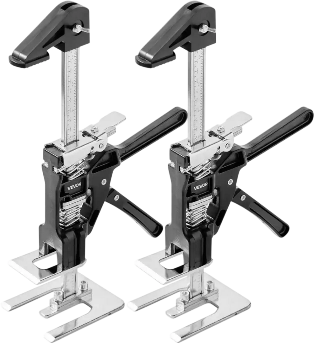 VEVOR Labor Saving Arm Jack, 2 PCS 440 lbs Bearing Capacity, Lifting up to 6.5", Metal Hand Lifting Jack Tool with Magnetic Level, 2 Adjustment Modes, for Door, Window, Furniture, Woodworking, Black