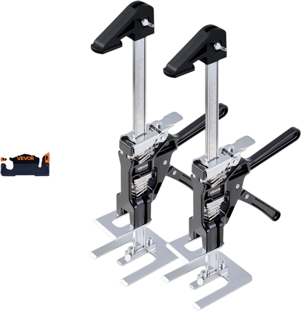 VEVOR Labor Saving Arm Jack, 2 PCS 440 lbs Bearing Capacity, Lifting up to 9.3", Metal Hand Lifting Jack Tool with Magnetic Level, 2 Adjustment Modes, for Door, Window, Furniture, Woodworking, Black