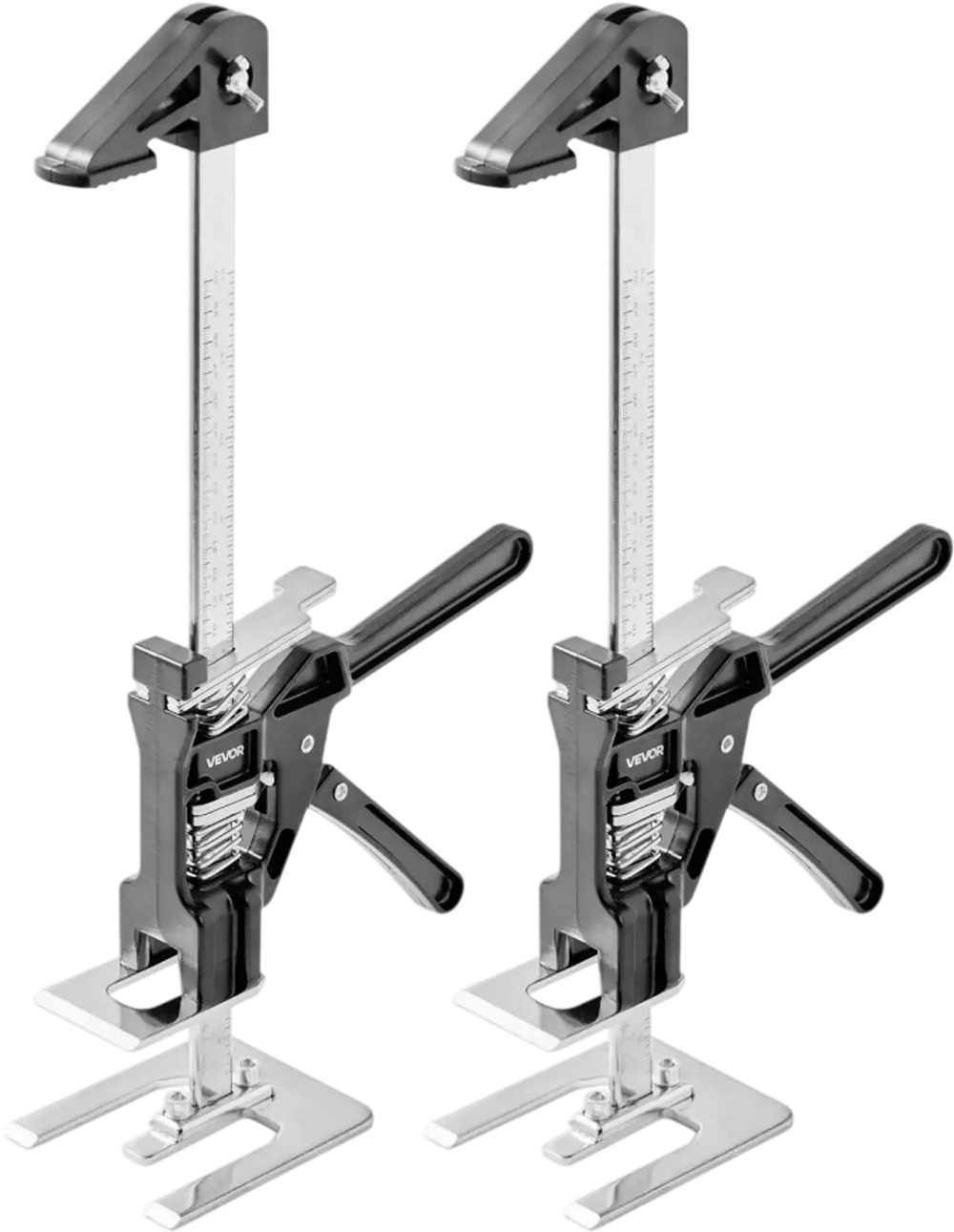 VEVOR Labor Saving Arm Jack, 2 PCS 330 lbs Bearing Capacity, Lifting up to 9.8", Metal Hand Lifting Jack Tool with Magnetic Level, Adjustable Height, for Door, Window, Furniture, Woodworking, Black