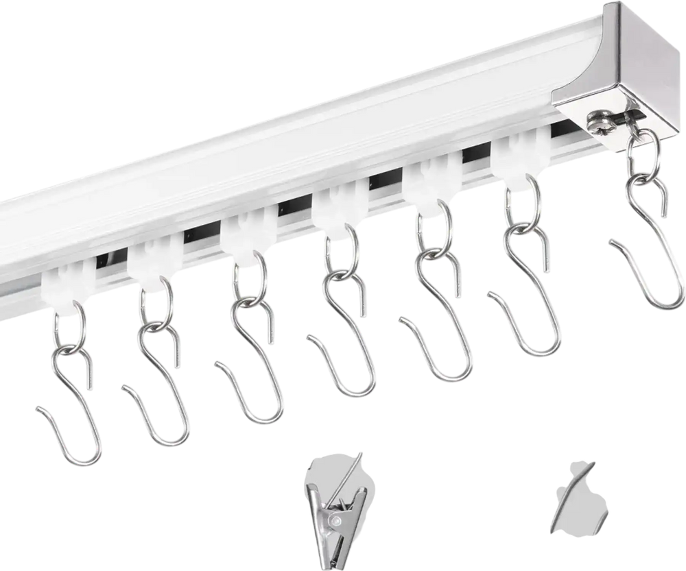 VEVOR Ceiling Curtain Track Set, 11.8 FT/3.6 Meter, Sliding Ceiling Track System for Curtains, Room Divider Curtain Track Ceiling/Wall Mounted for Living Room Bedroom with Hooks and Hardware, White