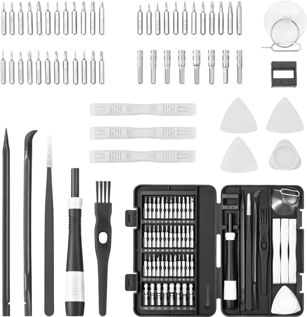 VEVOR Screwdriver Set, 59-Piece Small Precision Screwdriver Set with Phillips, Flat Head, Torx, Pentalobe Bits, Tweezer for Men, Mini Cleaning Repair Tool Kit for iPhone, MacBook, Laptop, Computer