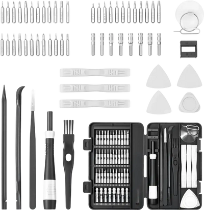 VEVOR Screwdriver Set, 59-Piece Small Precision Screwdriver Set with Phillips, Flat Head, Torx, Pentalobe Bits, Tweezer for Men, Mini Cleaning Repair Tool Kit for iPhone, MacBook, Laptop, Computer