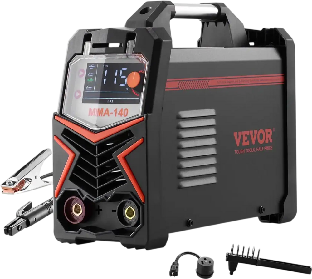 VEVOR MMA Welder, 140A 4-in-1 Welding Machine - MMA (Stick)/DC Pulse MMA/DC Pulse TIG/Lift TIG, 110 & 220V Dual Voltage Electric Welder with LED Display, Synergic Control, IGBT Inverter Hot Start