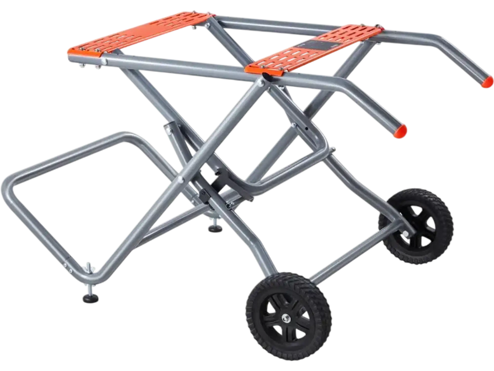 VEVOR Portable Table Saw Stand, 350 lbs Load Capacity, Rolling Foldable Table Saw Table with 8 Inches Rubber Wheels, Heavy Duty Construction, Easy Storage, Universal for Most Brands of Table Saws