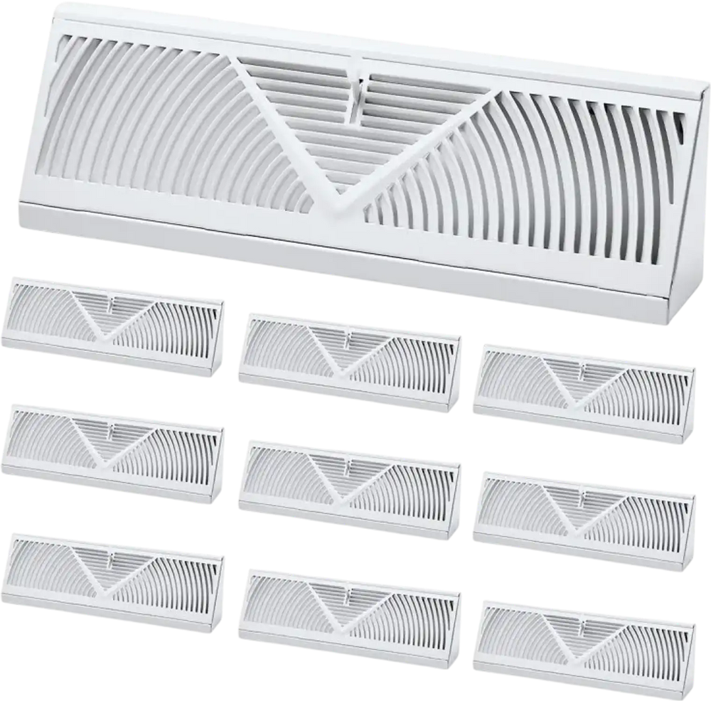 VEVOR 15-Inch Floor Registers, 10-Pack Baseboard Registers, HVAC Heavy-Duty Walkable Iron Floor Vents, Rustproof Anti-Peeling Air Vents Deflector Adjustable with Metal Damper for Home & Office, White