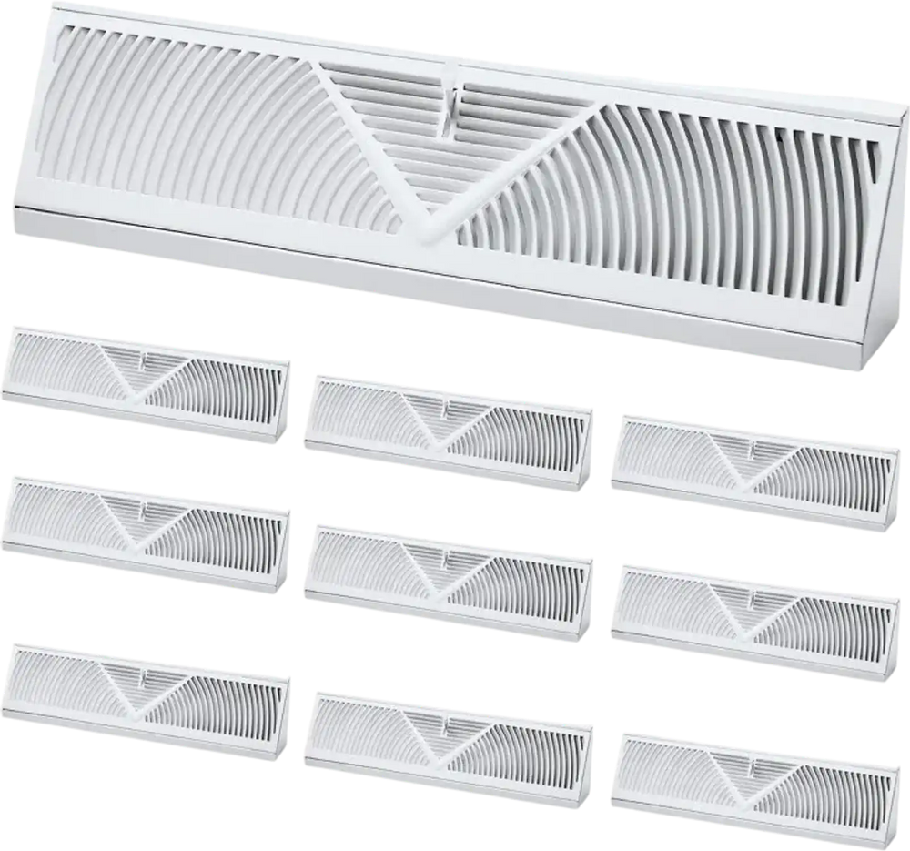 VEVOR 18-Inch Floor Registers, 10-Pack Baseboard Registers, HVAC Heavy-Duty Walkable Iron Floor Vents, Rustproof Anti-Peeling Air Vents Deflector Adjustable with Metal Damper for Home & Office, White