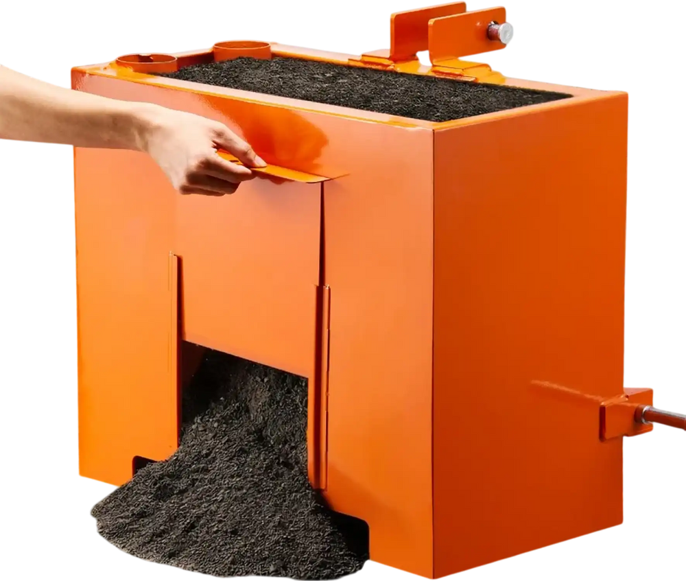 VEVOR Ballast Box, 3-Point Category 1 Tractor Ballast of 800 lbs Capacity, Standard 2 Inch Hitch Receiver, Heavy-Duty Steel 3.2 ft³ Large Volume Durable Loader Attachment with Sliding Door, Orange