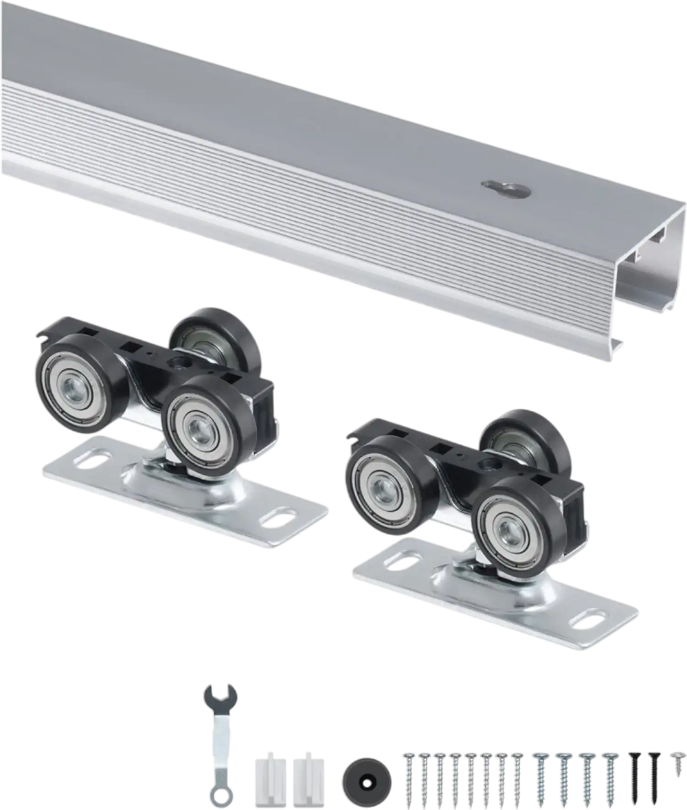 VEVOR Sliding Pocket Door Hardware Track Kit, 5.73 ft Heavy Duty Pocket Door Hardware Kit, Commercial Grade Pocket Door Hardware and Track Set for 24"-36" Wide Single Door, Smoothly and Easy to Install