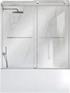 VEVOR Bathtub Shower Door 60"W x 60"H Frameless Bypass Sliding Doors Silver, 5/16" Clear Tempered Glass, Double Sliding Tub Shower Doors with 2 Stainless Steel Handles, Nano Coating, for Bathroom Tubs