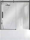 VEVOR Bathtub Shower Door 60" W x 60" H Semi-Frameless Sliding Door Black, 5/16" Thick Clear Tempered Glass, Sliding Tub Shower Door with 2 Stainless Steel Handles, Nano Coating, for Bathroom Tubs
