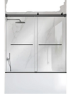 VEVOR Bathtub Shower Door 60"W x 60"H Frameless Bypass Sliding Doors Black, 5/16" Clear Tempered Glass, Double Sliding Tub Shower Doors with 2 Stainless Steel Handles, Nano Coating, for Bathroom Tubs