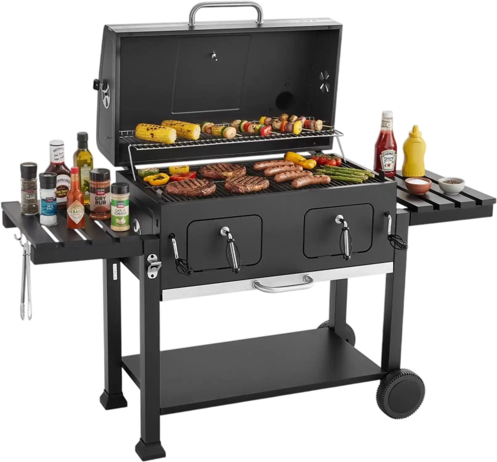 Vevor Charcoal Grill Extra-Large 780 sq. in. BBQ Grill with Liftable Charcoal Trays & Folding Side Tables New
