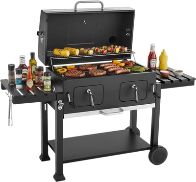 VEVOR Charcoal Grill, 780 sq.in. Extra-Large Charcoal Barbecue Grill with 2 Liftable Charcoal Trays & Folding Side Tables, High-Temp Powder-Coated Steel BBQ Cooking Grills for Patio Backyard Parties