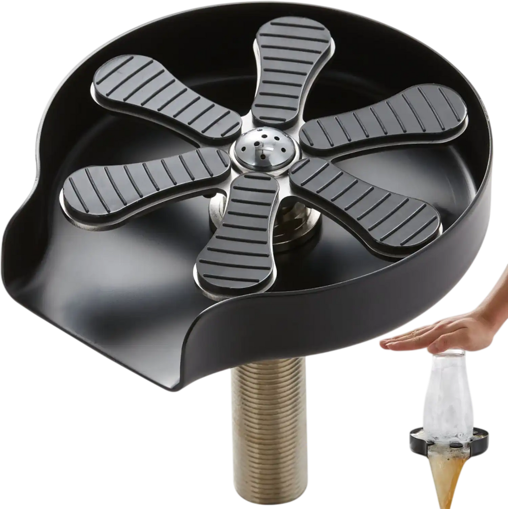 VEVOR Glass Rinser, 10 Powerful Spraying Jets 360° Rotating Cup Rinser for Sink, 304 Stainless Steel Faucet Cup Washer & Silicone Nonslip Pad for Baby Bottle, Glass Cup, Wine Glass (Matte Black Base)