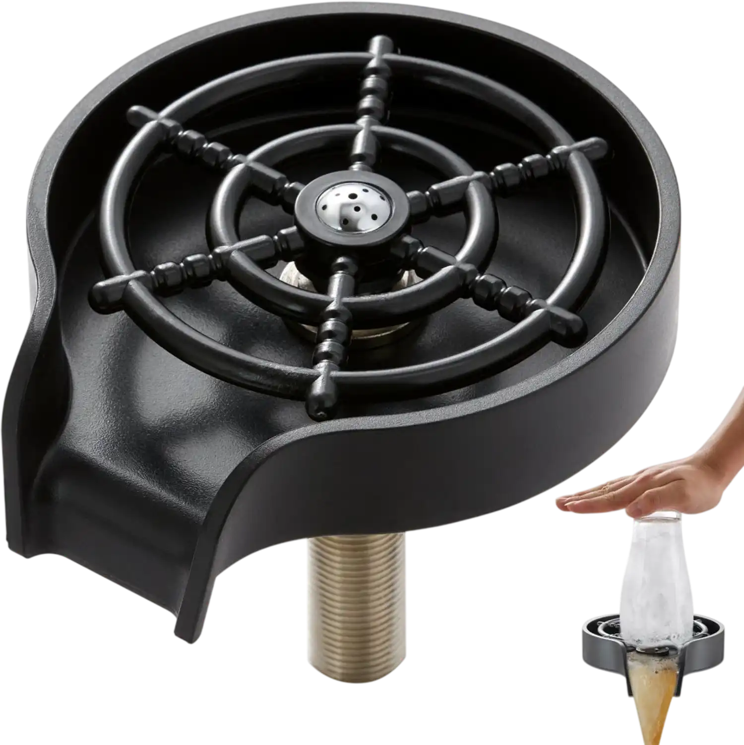 Vevor Glass Rinser 10-Jet 360° Rotating Cup Washer for Sink Black New