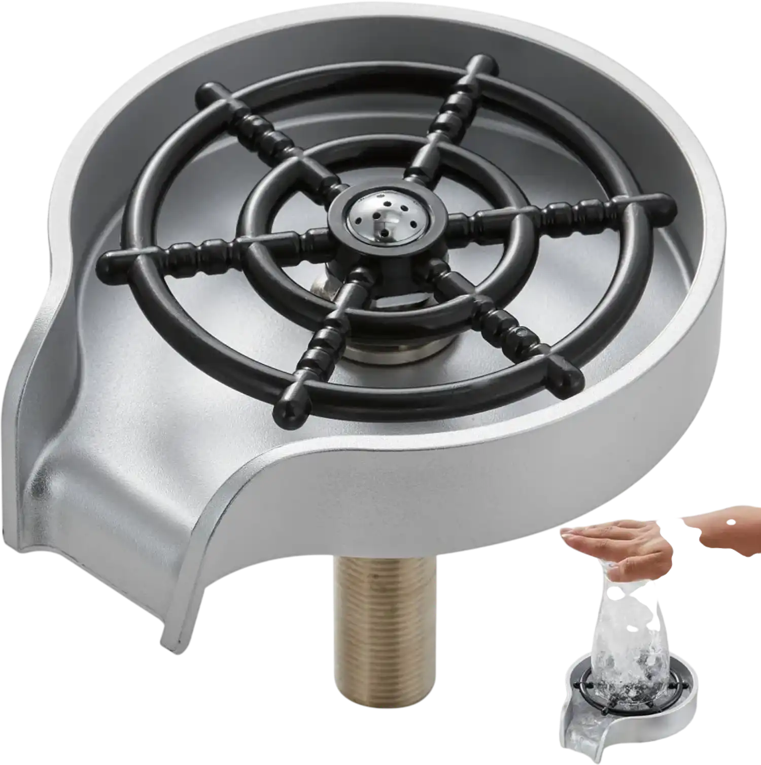 Vevor Glass Rinser 10-Jet 360° Rotating Cup Washer for Sink New