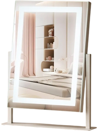 VEVOR Vanity Mirror with Lights, Three Color Lighting Modes, Lighted Makeup LED Mirror, and 5X Magnification Mirror, Smart Touch Control, 360°Rotation (16.1x11.8 in, White)