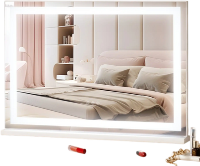 VEVOR  Large Vanity Mirror with Lights, Three Color Lighting Modes, Lighted Makeup LED Mirror,5X Magnification,USB Port,Smart Touch Control,Desktop Wall-Mounted (31.5x21.7 in, White)